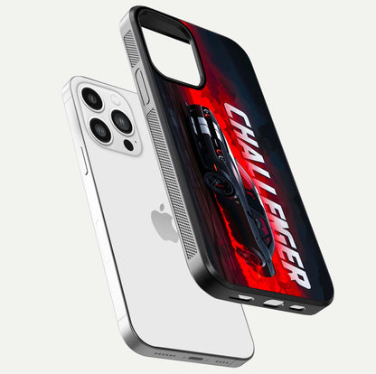 Crimson Challenger Fury Glass Case for iPhone 13 Pro Max floating mockup showing HD gloss and sleek shine
