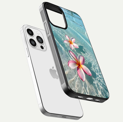 Floating Bloom Bliss Glass Case for iPhone 13 Pro Max floating mockup showing HD gloss shine and floral texture