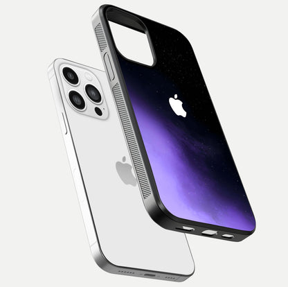 Galaxy Apple Aura Glass Case for iPhone 13 Pro Max floating dual-view mockup highlighting HD gloss and deep space color blend