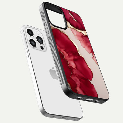Pink & White Marble Glass Case For iPhone 13 Pro Max