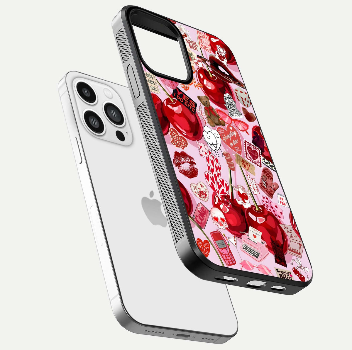 Suzuki Speed Beast Glass Case for iPhone 13 Pro Max floating dual-view mockup displaying gloss texture and shine