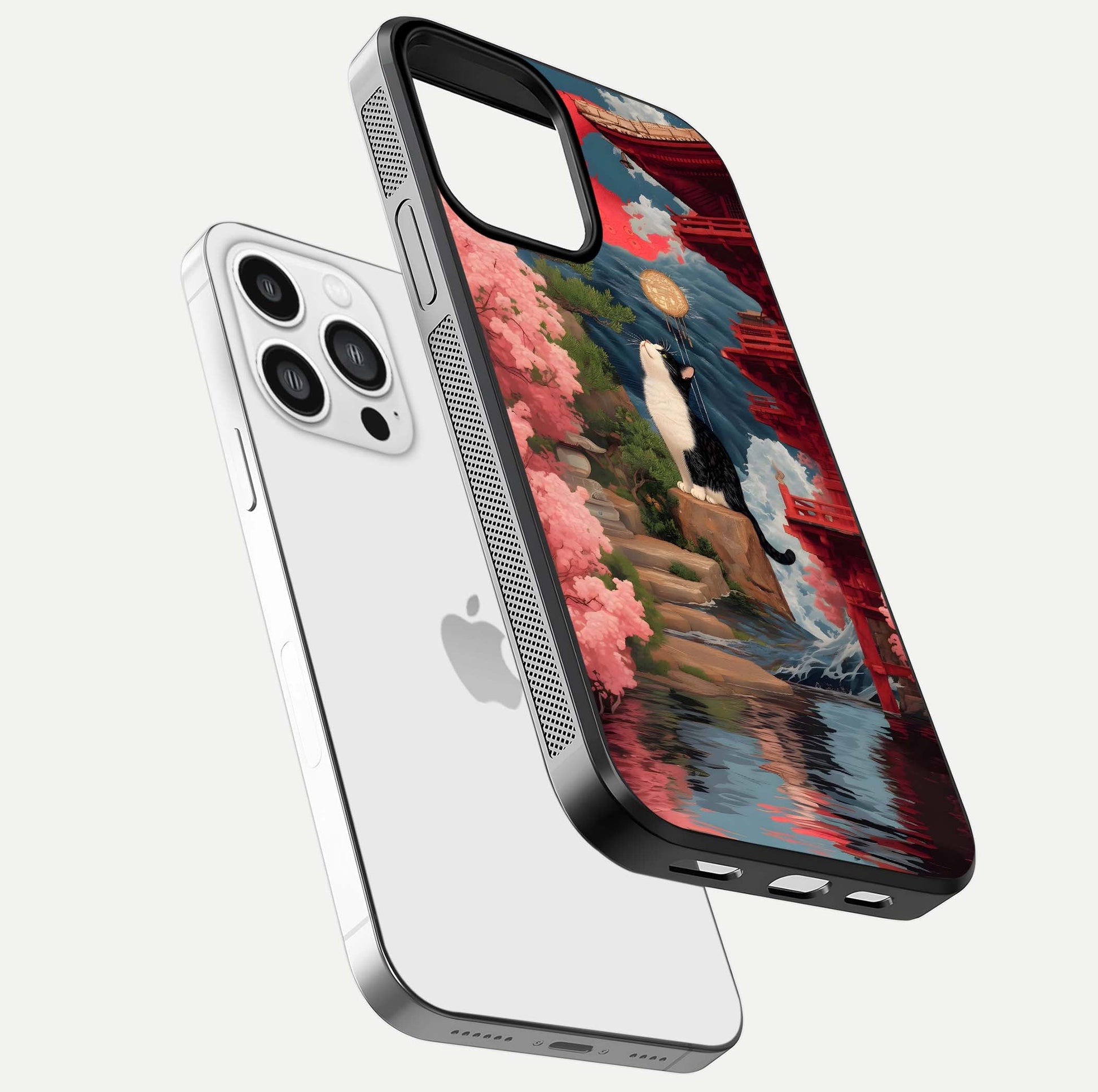Taylor Swift Girl Glass Case for iPhone 13 Pro Max floating dual-view mockup displaying gloss and stylish artwork