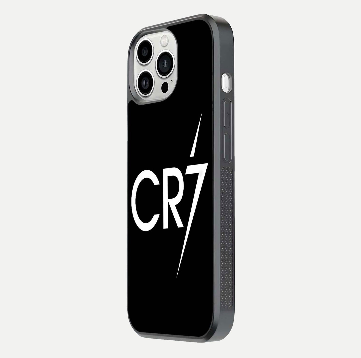 CR7 Elite Strike Glass Case for iPhone 13 Pro Max side-angle image showing polished edges and vibrant design