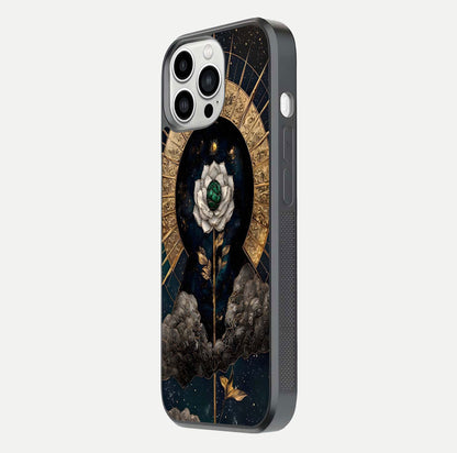 Celestial Lotus Morang Glass Case for iPhone 13 Pro Max side-angle image capturing shine and smooth curvature