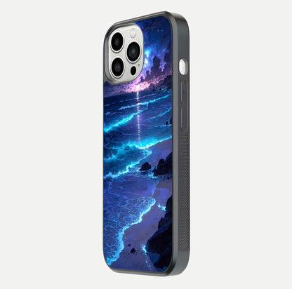 Classic Damn Look Glass Case for iPhone 13 Pro Max side-angle photo showing shine texture and curve reflection