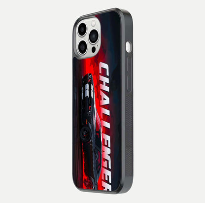 Crimson Challenger Fury Glass Case for iPhone 13 Pro Max side-angle image showing curve reflection and red finish