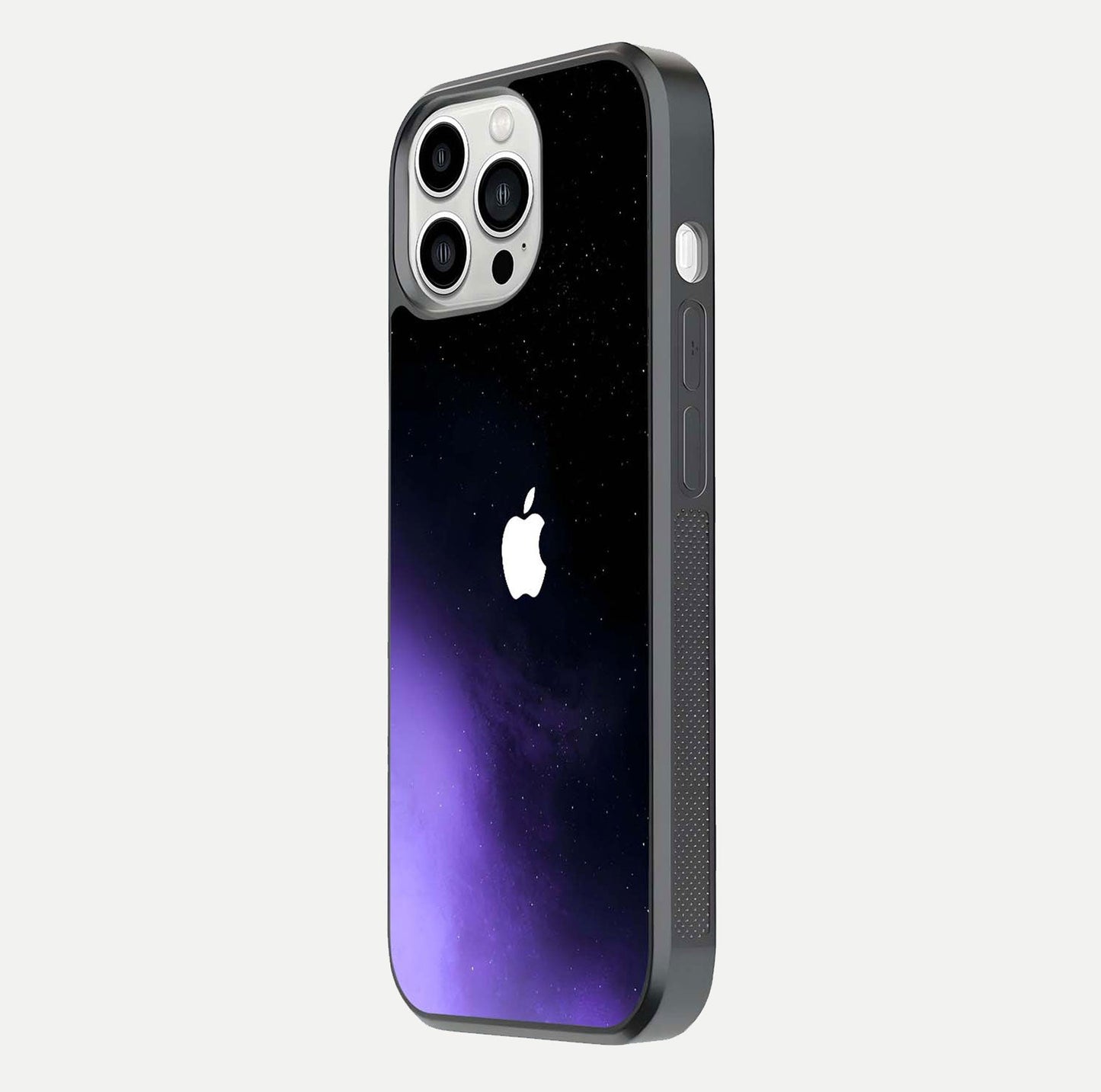 Galaxy Apple Aura Glass Case for iPhone 13 Pro Max side-angle image showing glossy surface and soft reflection hues