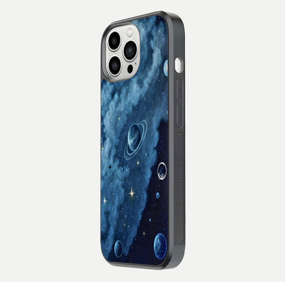 Galaxy Dream Space Glass Case for iPhone 13 Pro Max side-angle image capturing reflection clarity and galactic texture