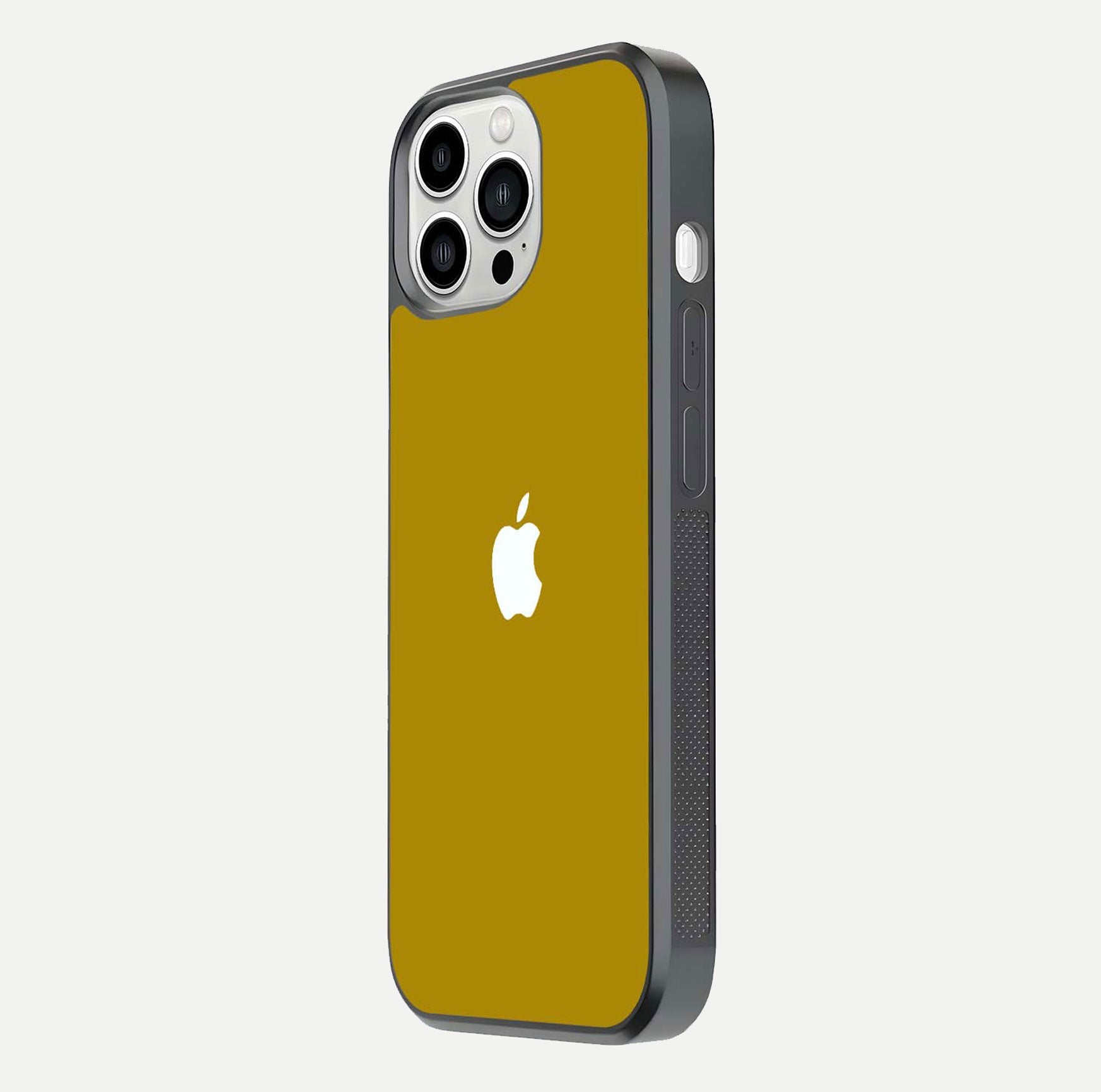 Golden Luxe Aura Glass Case for iPhone 13 Pro Max side-angle image showing reflection clarity and aura glow