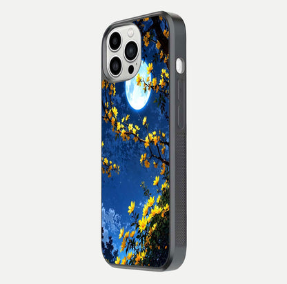 Golden Night Glow Glass Case for iPhone 13 Pro Max side-angle image showing reflection clarity and elegant golden tone