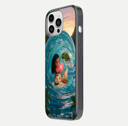Heart of Ocean Glass Case for iPhone 13 Pro Max side-angle image showing reflection clarity and deep ocean texture
