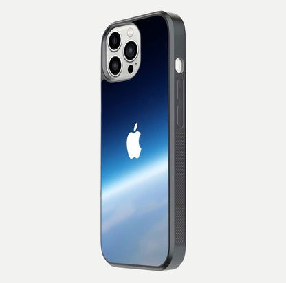 Minimal Apple Sky Glass Case for iPhone 13 Pro Max side-angle image showing smooth reflection and gentle sky tone