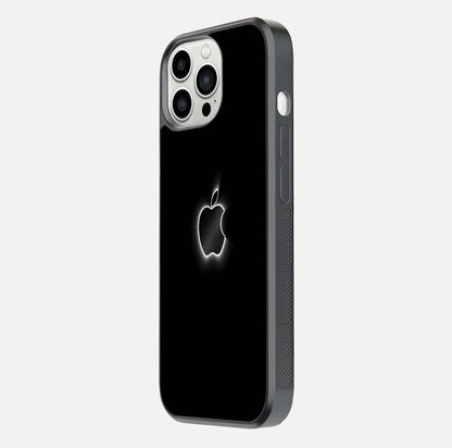 Neon Apple Glow Glass Case for iPhone 13 Pro Max side-angle image showing light reflection and glow effect