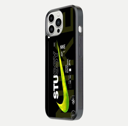 Neon Street Edition Glass Case for iPhone 13 Pro Max side-angle image showing reflection depth and modern tones