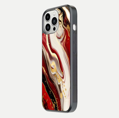 Red & White Marble Glass Case For iPhone 13 Pro Max