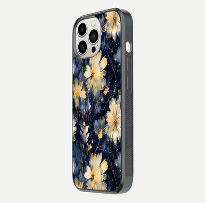 Royal Petal Dream Glass Case for iPhone 13 Pro Max side-angle image showing smooth edges and royal bloom details