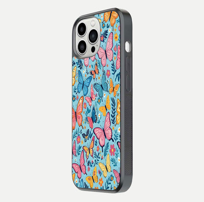 Spiritual Krishna Glass Case for iPhone 13 Pro Max side-angle image showing reflection and vivid artwork clarity