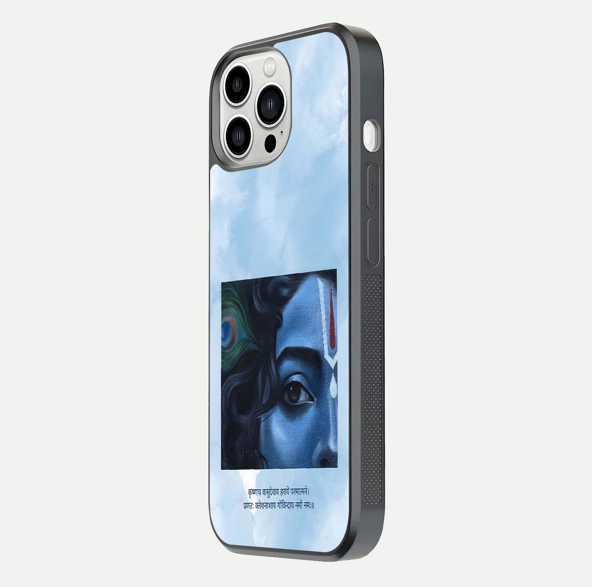 Spring Wing Garden Glass Case for iPhone 13 Pro Max side-angle image showing shine, color, and pattern depth