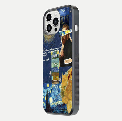 Starry Dream Vision Glass Case for iPhone 13 Pro Max side-angle image showing reflection and cosmic gradient tones