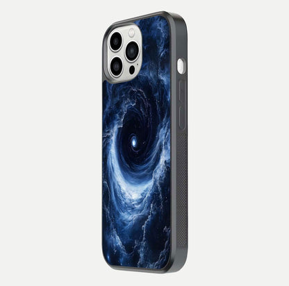 Stunning Galaxy Glass Case for iPhone 13 Pro Max side-angle image showing glossy reflection and space detailing