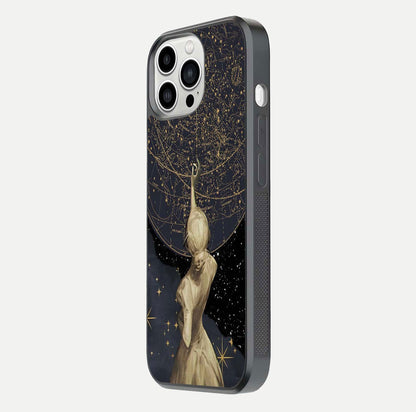 Sweet Cherry Chaos Glass Case for iPhone 13 Pro Max side-angle image showing shine, gloss, and cherry details