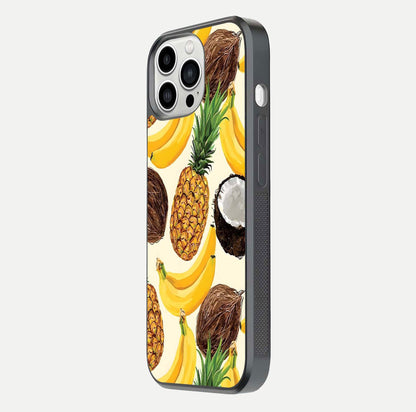 Triple Flowers With Sky Glass Case for iPhone 13 Pro Max side-angle image showing gloss, texture, and floral design