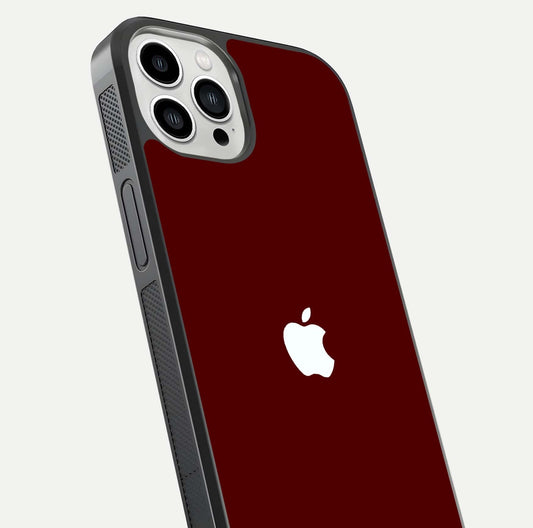 Apple Crimson Core Glass Case for iPhone 13 Pro Max close-up angle showing deep crimson tone and HD glass reflection