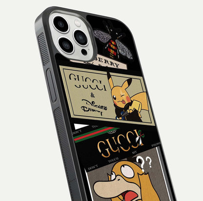 Cartoon Brand Play Mashup Glass Case for iPhone 13 Pro Max close-up angled shot showing character details and vibrant tones
