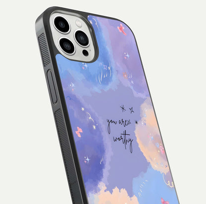Celestial Cloud Magic Glass Case for iPhone 13 Pro Max close-up highlighting smooth gradient and gloss surface