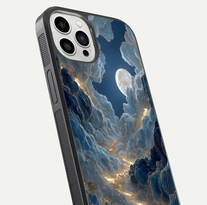 Celestial Cloud Road Glass Case for iPhone 13 Pro Max close-up view showing road gradient and cloud reflection shine