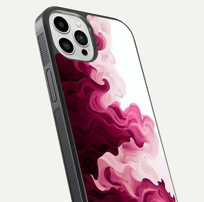 Crimson Wave Flow Glass Case for iPhone 13 Pro Max close-up highlighting flow texture and reflection tone