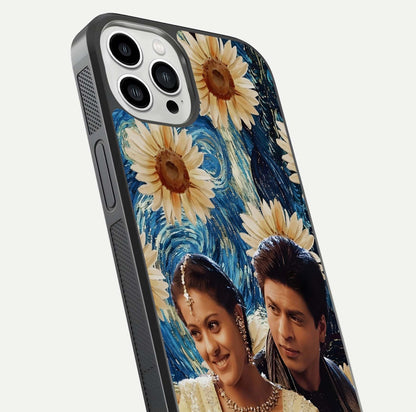 Eternal Love Story Glass Case for iPhone 13 Pro Max close-up highlighting couple detail and light reflection