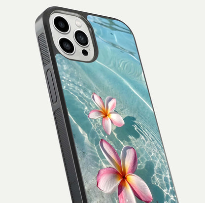 Floating Bloom Bliss Glass Case for iPhone 13 Pro Max close-up highlighting petal detail and reflection tone
