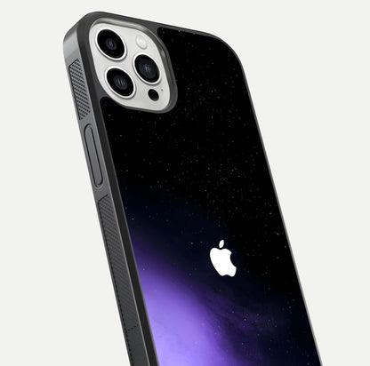 Galaxy Apple Aura Glass Case for iPhone 13 Pro Max close-up angled shot showing aura lighting and reflection polish