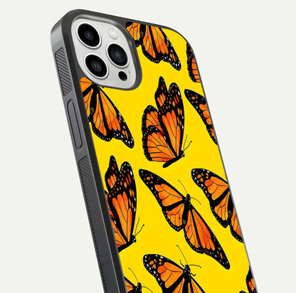 Golden Wing Flight Glass Case for iPhone 13 Pro Max close-up angled shot showing metallic wing texture and shine detail