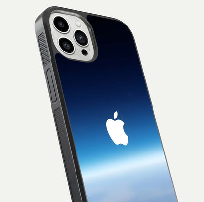 Minimal Apple Sky Glass Case for iPhone 13 Pro Max close-up angled shot showing pastel blue hues and reflection