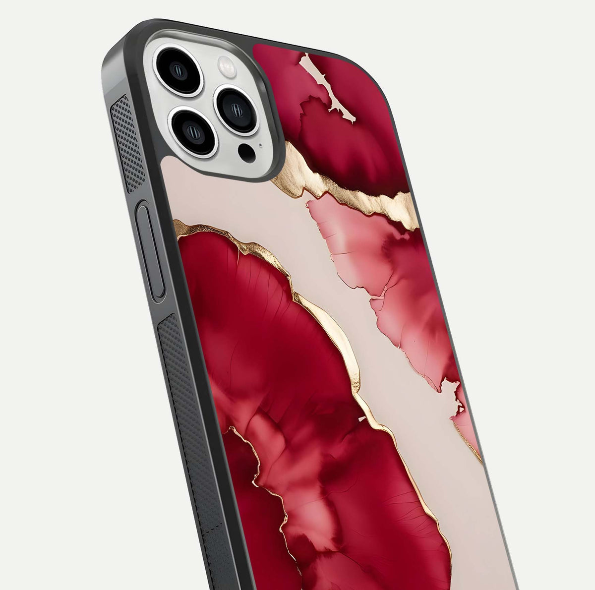 Pink & White Marble Glass Case For iPhone 13 Pro Max
