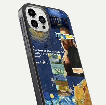 Starry Dream Vision Glass Case for iPhone 13 Pro Max close-up angled shot highlighting cosmic light and reflection