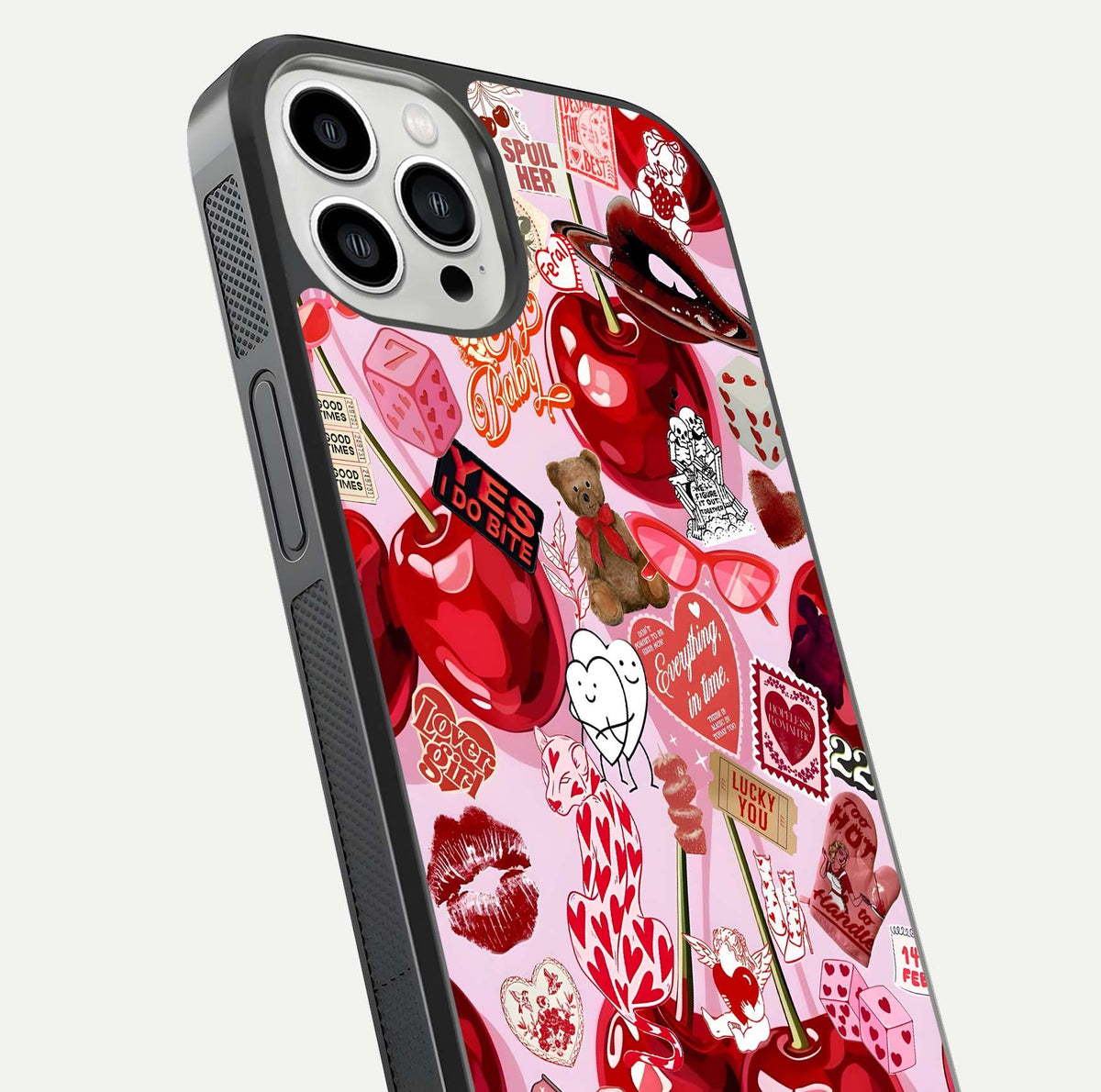 Suzuki Speed Beast Glass Case for iPhone 13 Pro Max close-up angled shot highlighting bold tones and reflection