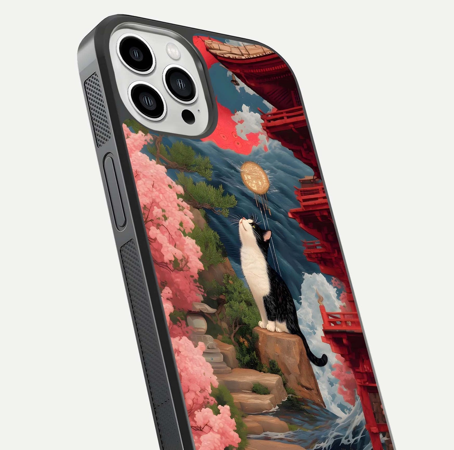 Taylor Swift Girl Glass Case for iPhone 13 Pro Max close-up angled shot highlighting texture and HD reflection
