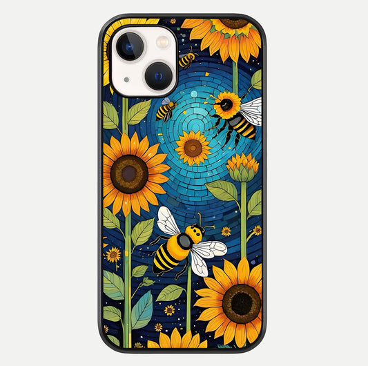 Bees & Sunflowers Glass Case For iPhone 16 Pro by Custom World