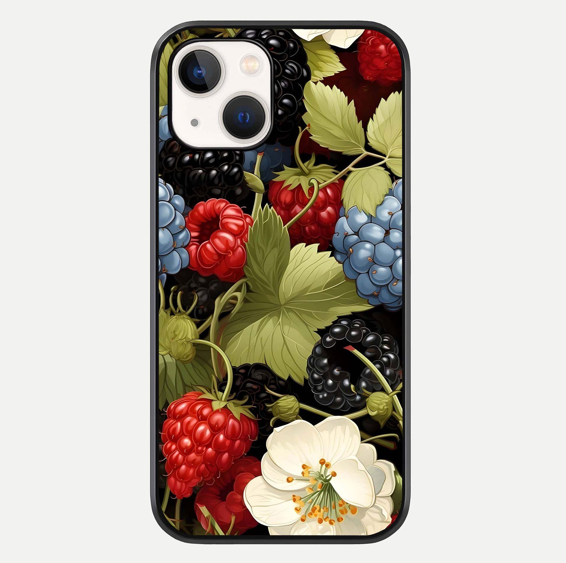 Berry Bloom Charm Glass Case For iPhone 14 by Custom World