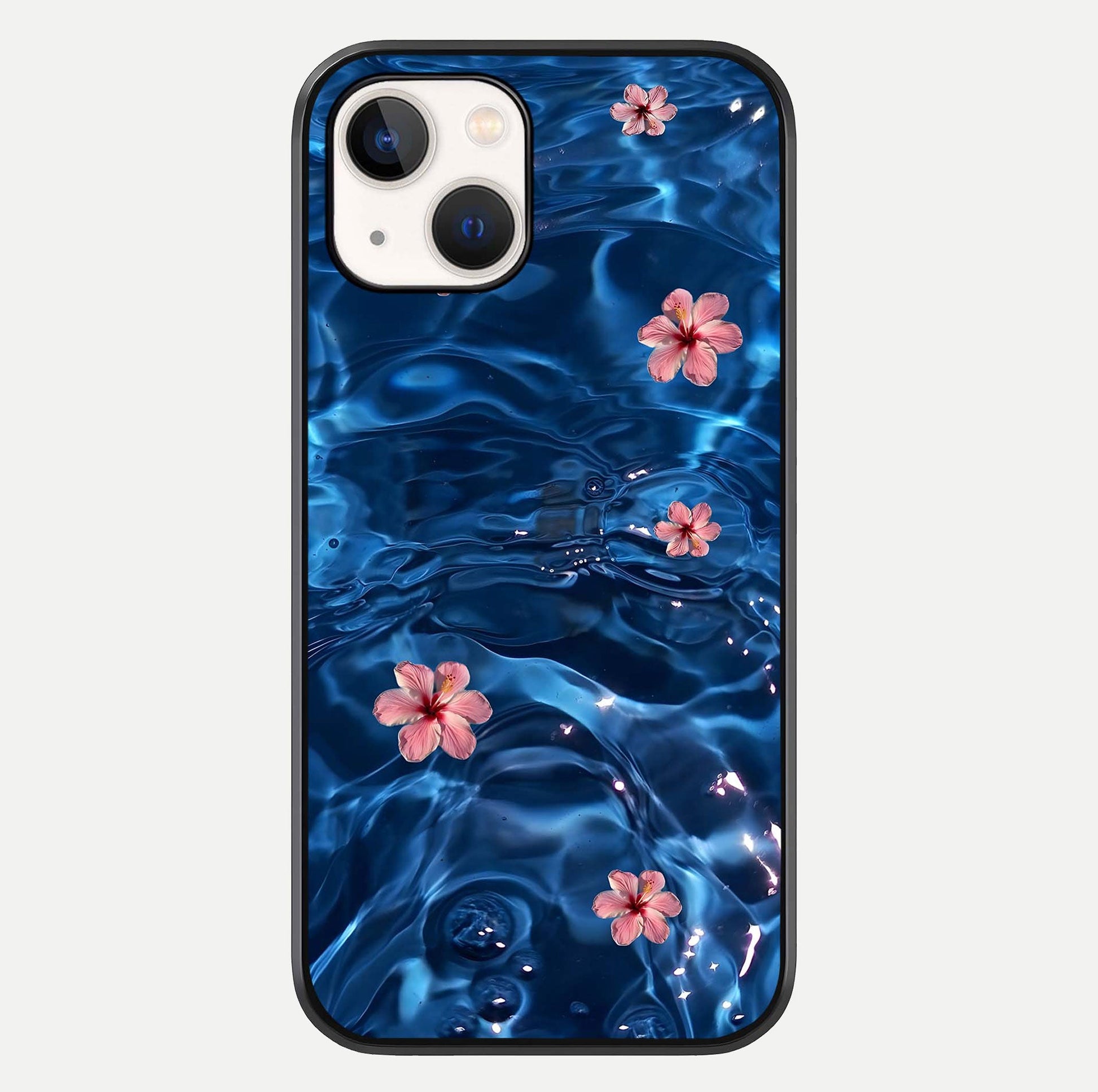 Blooming Water Drift Glass Case For iPhone 14 by Custom World