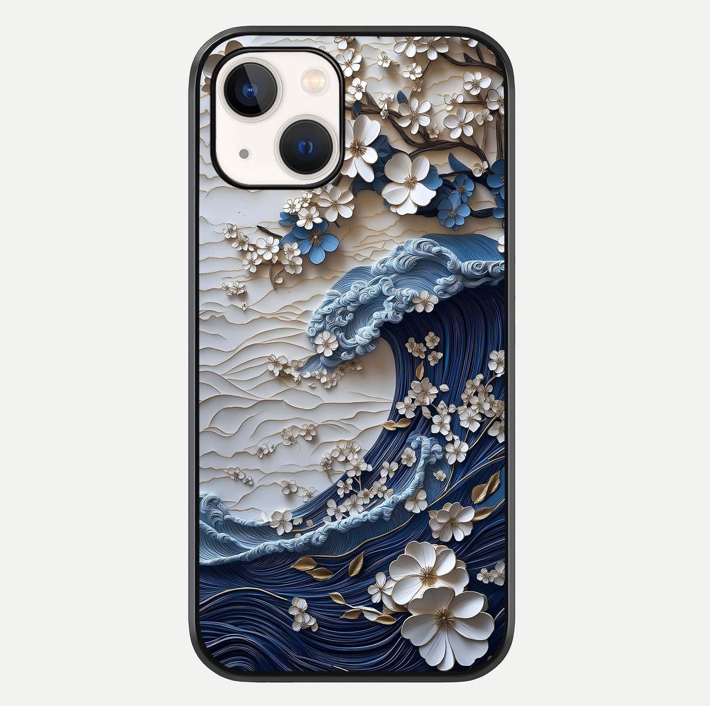 Blossom Wave Art Glass Case For iPhone 16 Pro by Custom World