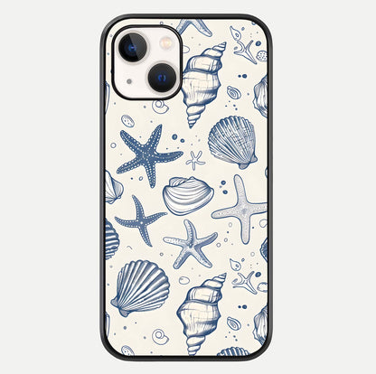 Blue Ocean Outline Glass Case For iPhone 14 by Custom World