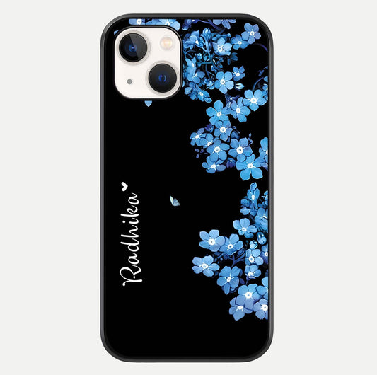 Blue Petal Dream Custom Name Glass Case For iPhone 16 Pro by Custom World