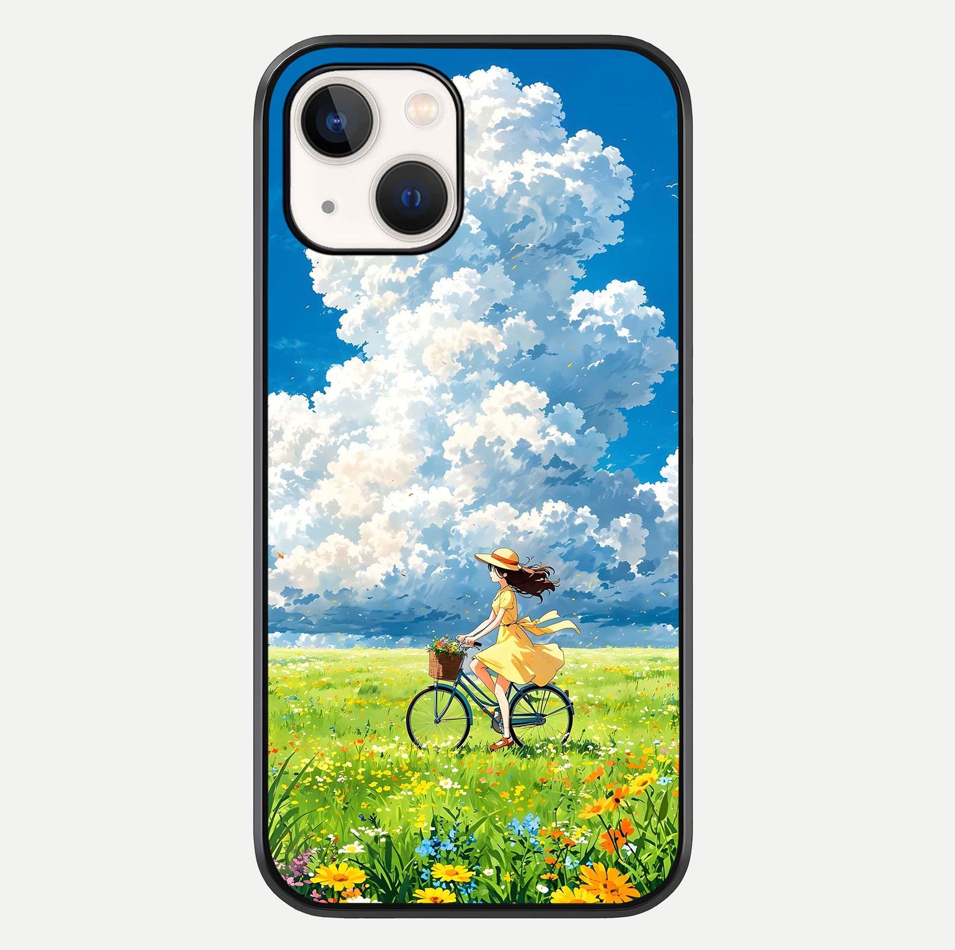 Breezy Meadow Ride Glass Case For iPhone 14 by Custom World