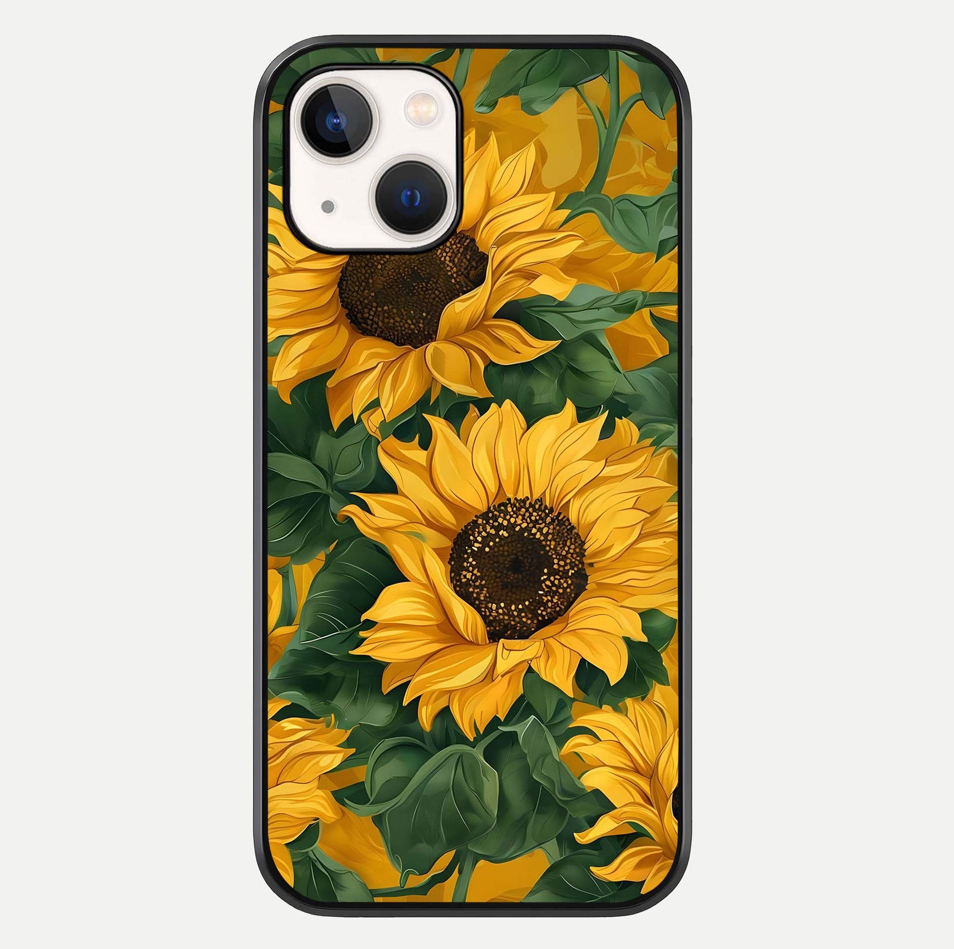 Bright Sunflower Bloom Glass Case For iPhone 14 by Custom World