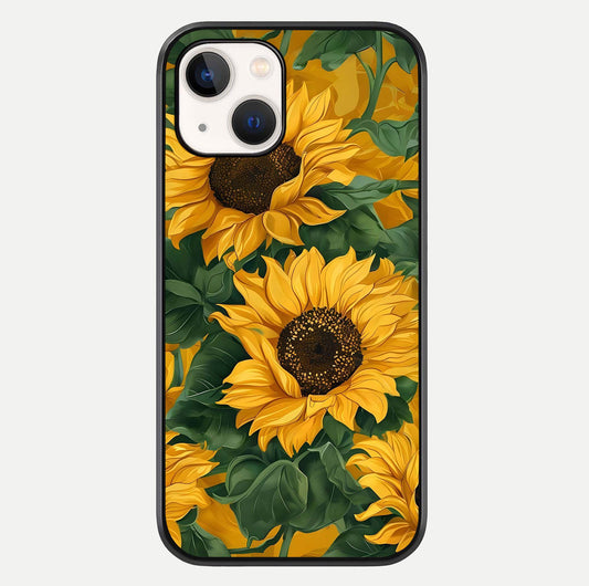 Bright Sunflower Bloom Glass Case For iPhone 14 by Custom World
