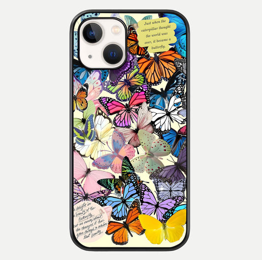 Butterflies Petal Dream Glass Case For iPhone 14 by Custom World